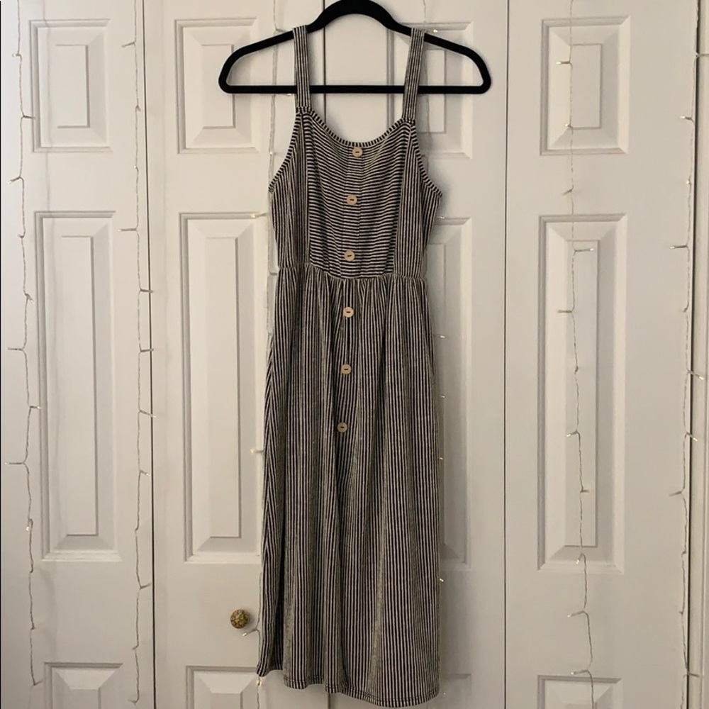 Black and white striped dress